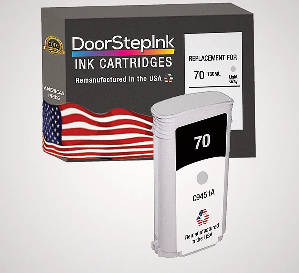 DoorStepInk Compatible Ink Cartridges For HP 70 Light Gray 130mL C9451A-USA