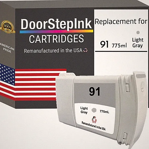 DoorStepInk Compatible Ink Cartridges For HP 91 Light Gray (C9466A)-USA
