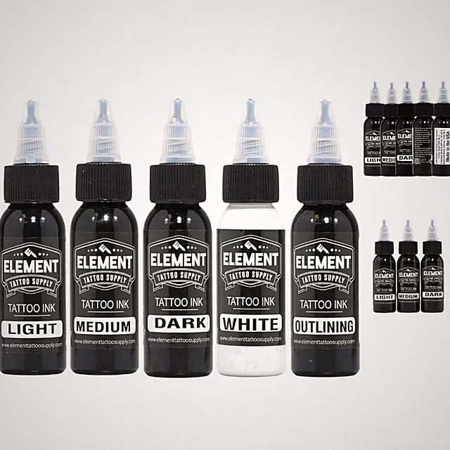 Greywash Tattoo Ink Set - Light to Dark - Perfect for Detailed Work