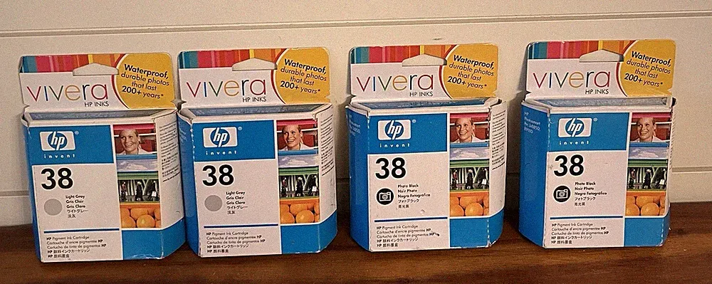 HP 38 Photo Black /Light Gray Pigment Ink Cartridge B8850 9180 Lot Of 4 Sealed